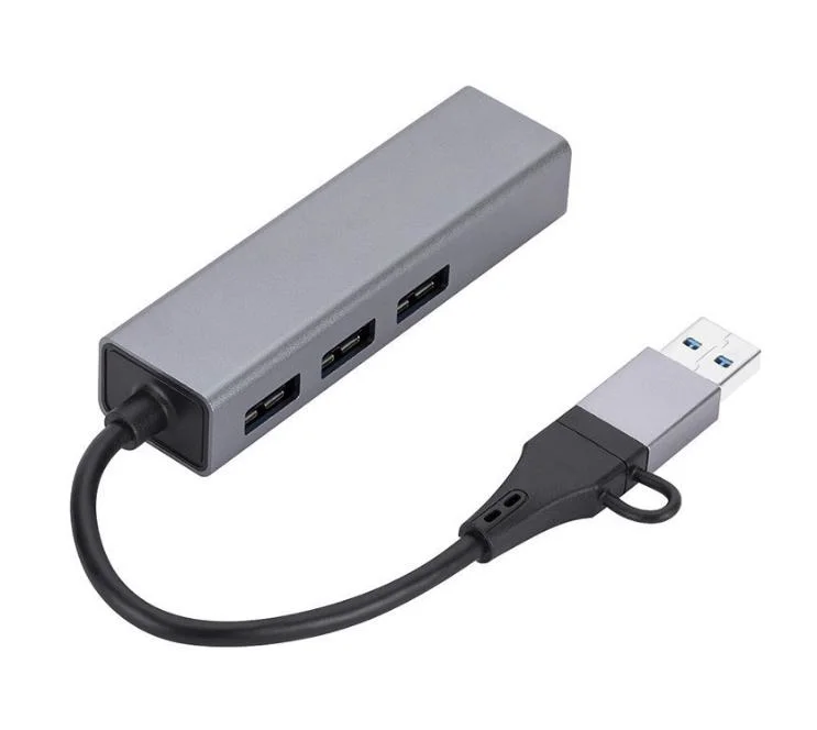 USB Type-C 2 en 1 vers RJ45 1g+3X3.0 USB Type-C