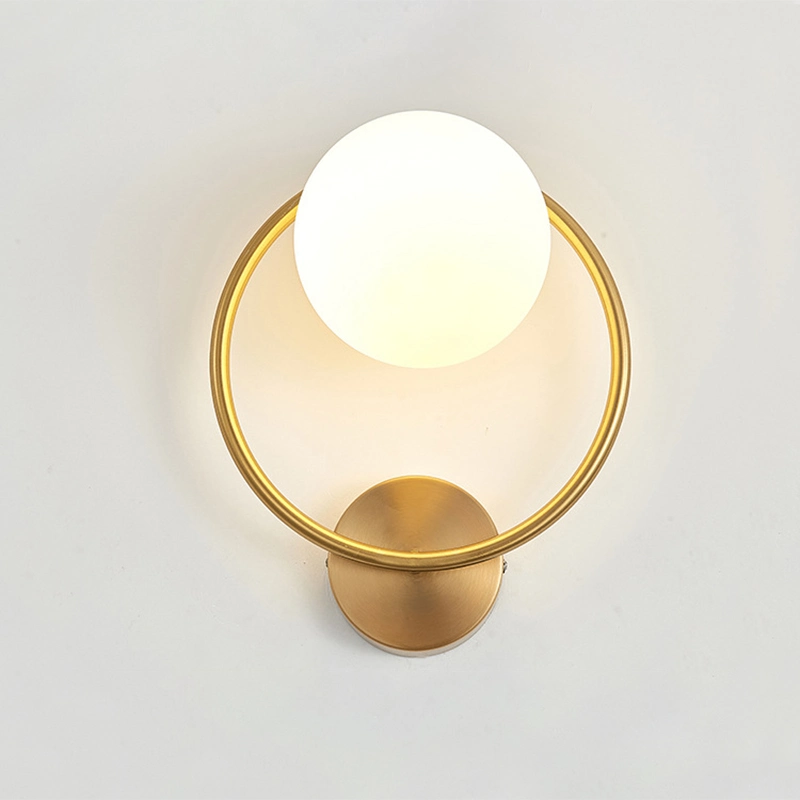 Post-Modern Simple Interior Wall Lamp Glass Bedroom Light Luxury Round Corridor Stair Round Wall Light (WH-OR-93)