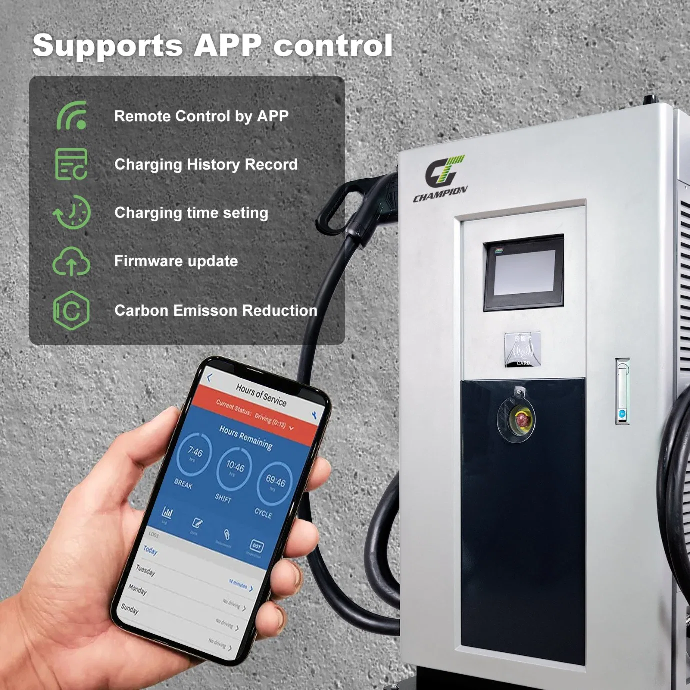 Champion 30kw 40kw 60kw DC Fast EV Charging Station Two Connectors Electric Vehicle Charger Stations Ocpp 1.6