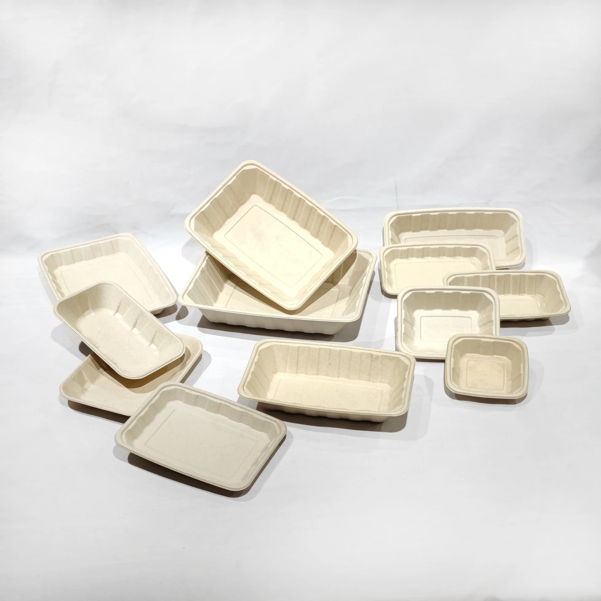 Compostable Biodegradable Sugarcane Bagasse Fruit Punnets Biodegrade Meat Tray Compost Tray Sugarcane Bagasse Microwave