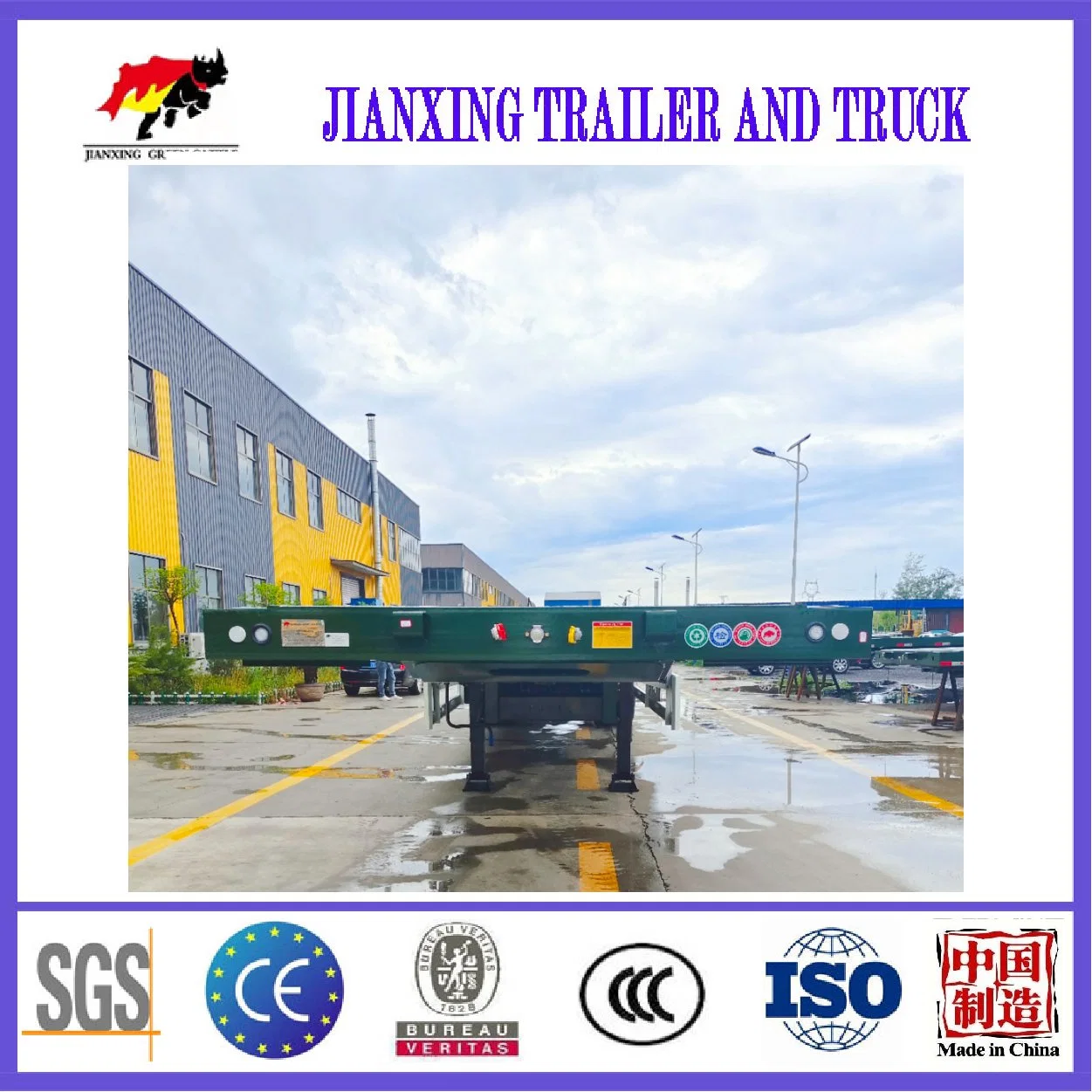 Factory Direct Sale Tri-Axle 40 FT Flatbed Container Semi Trailer for Sale