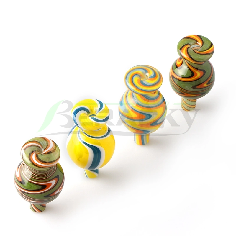 Mayorista Multi Color Swirl vidrio burbuja Carb tapa de fumar Accesorios Pipefor agua