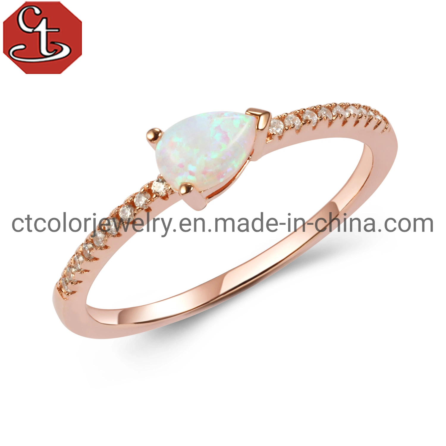 Fina Plata 925 chapada en oro 18K Joyería Anillo CZ