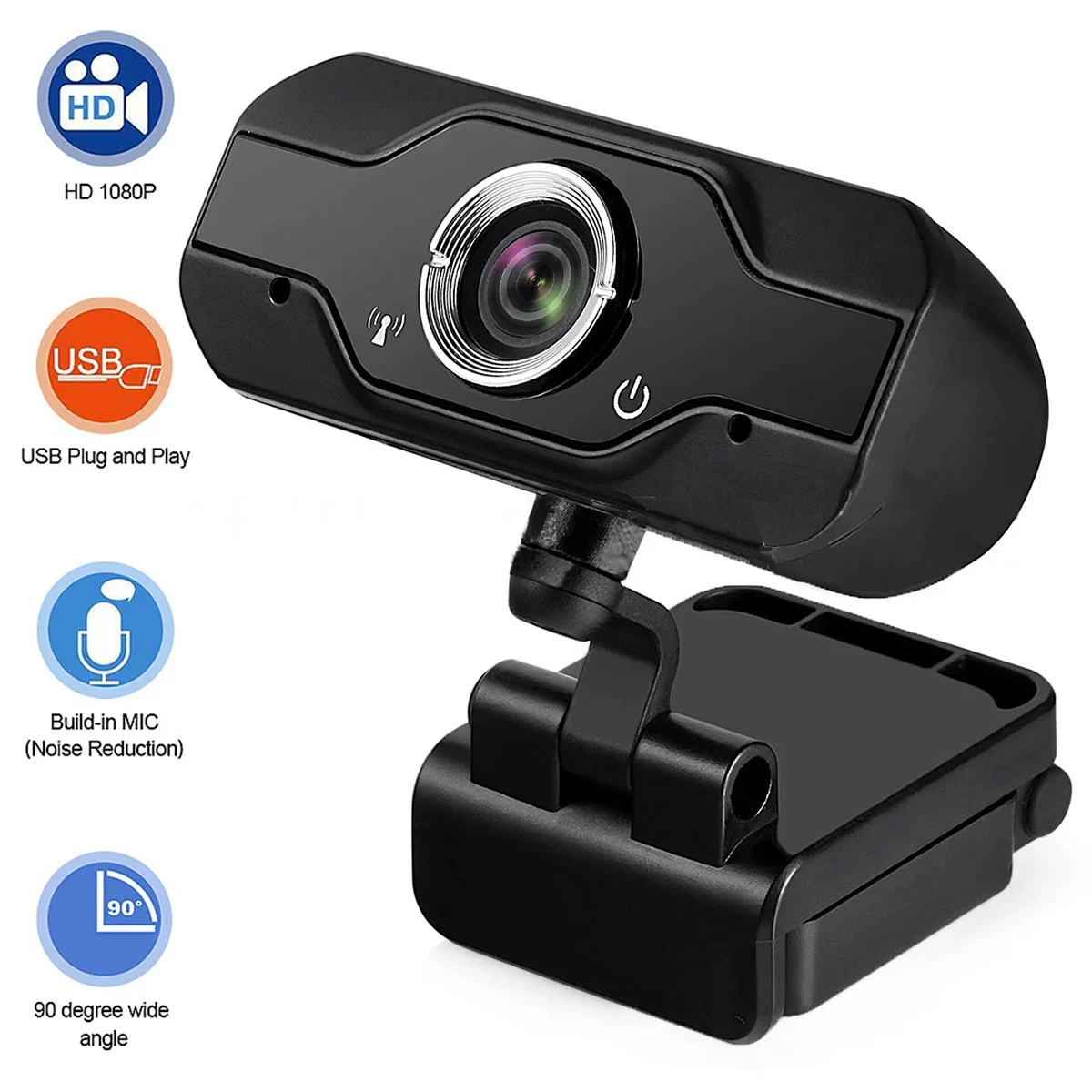 1080P HD USB Webcam Built-in Microphone 1MP Optical Lens CMOS Sensor Computer Laptop Web Camera Live Video Chat