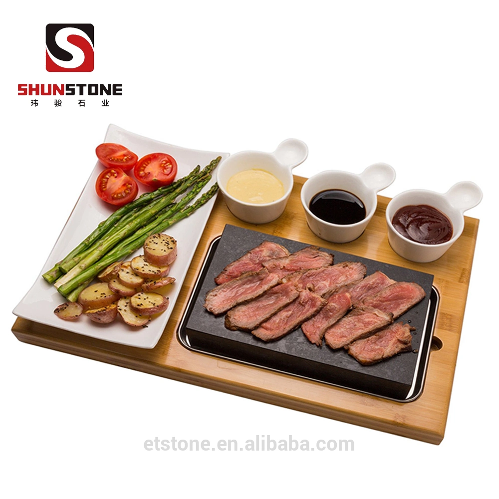 Le restaurant de cuisine chaude Stone, BBQ Steak Black Rock, Grill BBQ Steak de lave définit pour