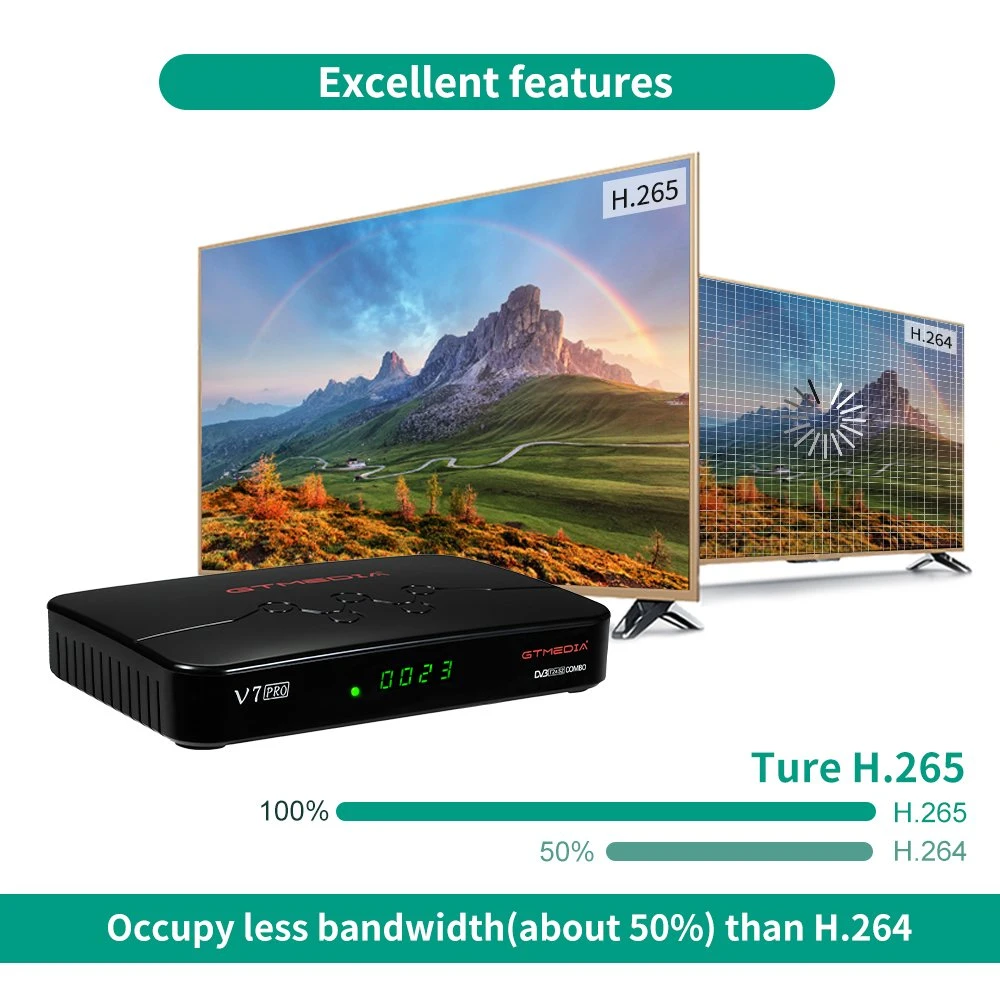 H. 265 Combo Receptor de TV suporta DVB S2 T2 Set Top Box