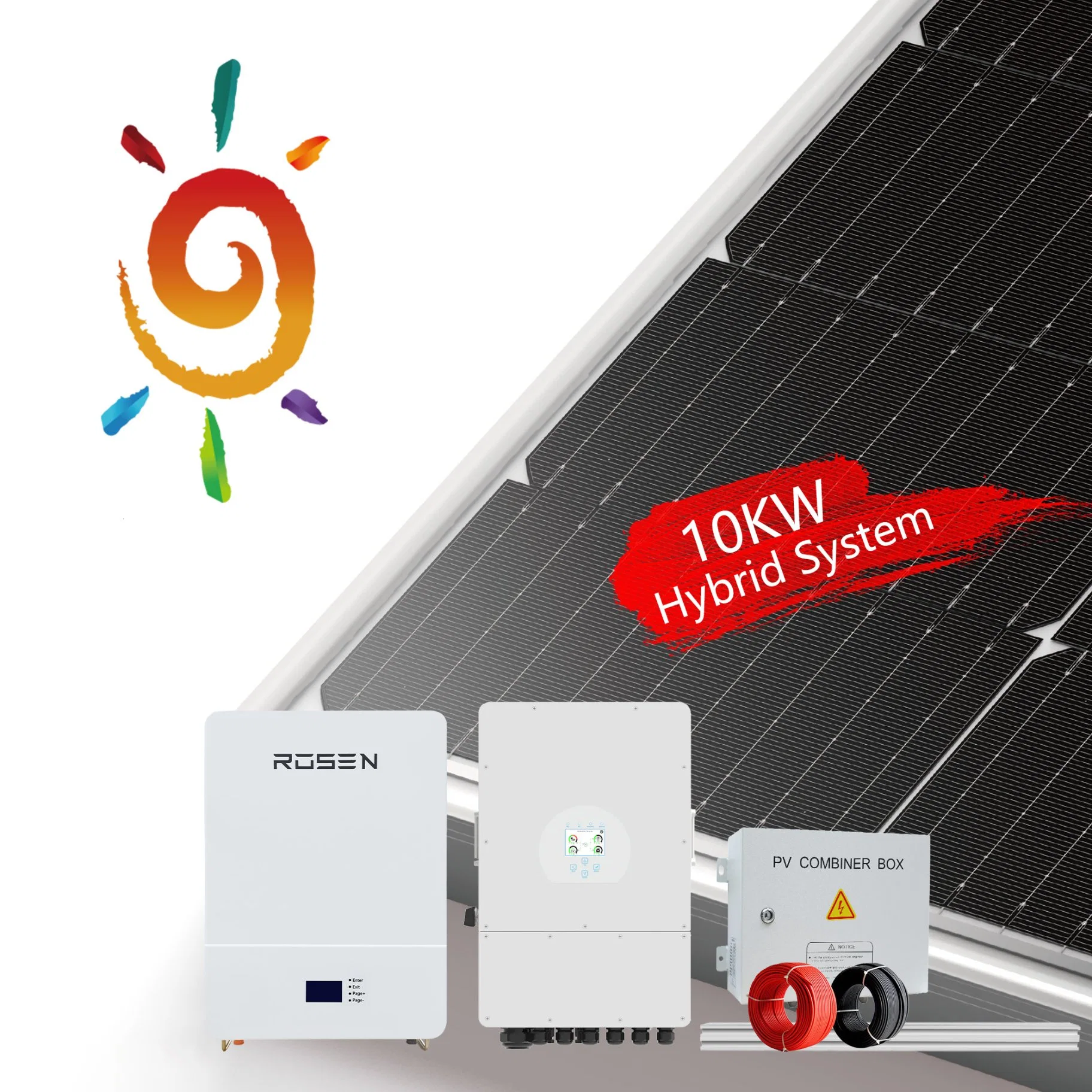 on Grid Storage System 5kw 10kw 15kw Hybrid Solar Power System with Batteries for Home