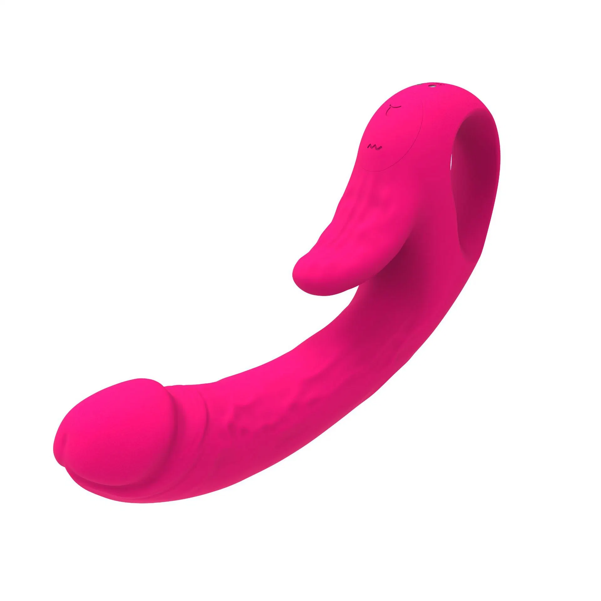 2 in 1 Tongue Licking Dildo Vibrator with Handled Clit Licker Vagina G Spot Stimulator Orgasm Sex Toy Female Masturbator