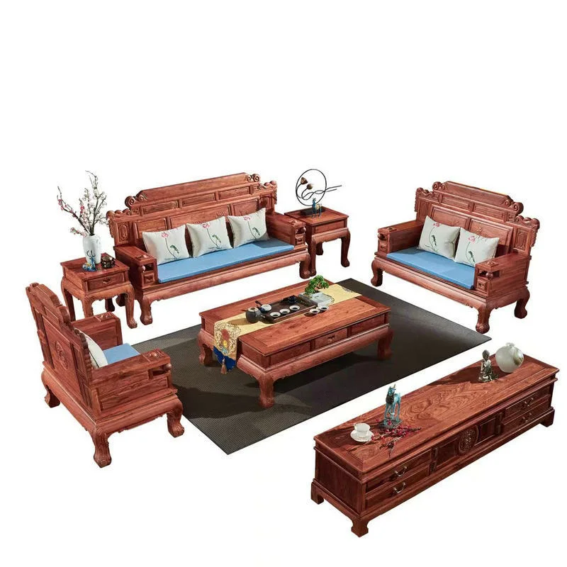 Sofá de Rosewood com mobília combinada na sala de estar