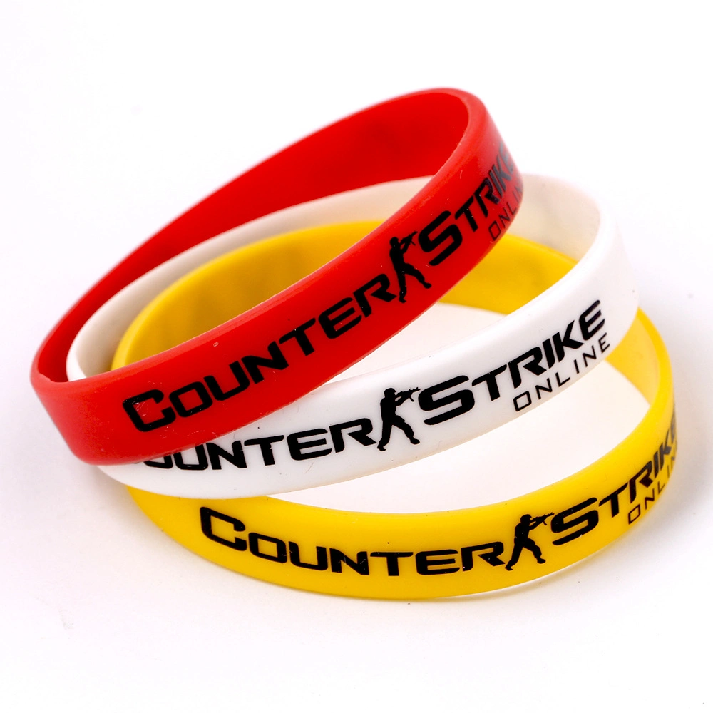 Filled Ink Silicone Wristband for Promotional, Decorative Rubber Band Silicone Wristbands Silicone Bracelets