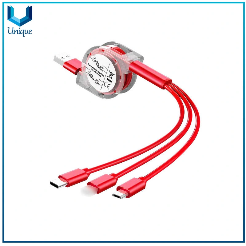 Custom Logo 3 in 1 USB Multi Charger Data Cable with 8 Pin/Android/Type-C Connector for Corporate Promotion Gifts