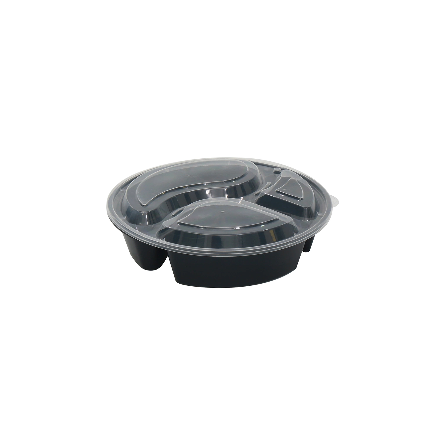 Disposable Food Container Sushi Fruit Vegetables Eco-Friendly Microwave Round 3compartments Airtight PP Crisper Takeaway Plastic Lunch Box