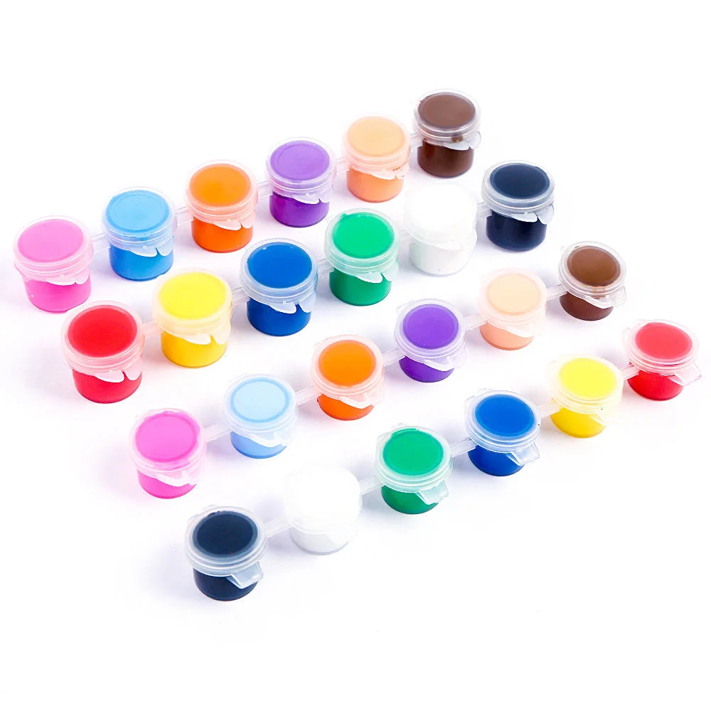 Professional Mini Cheap 3ml/5ml 6/12 PCS Strip Plastic Pots Kid Acrylic Color Paint