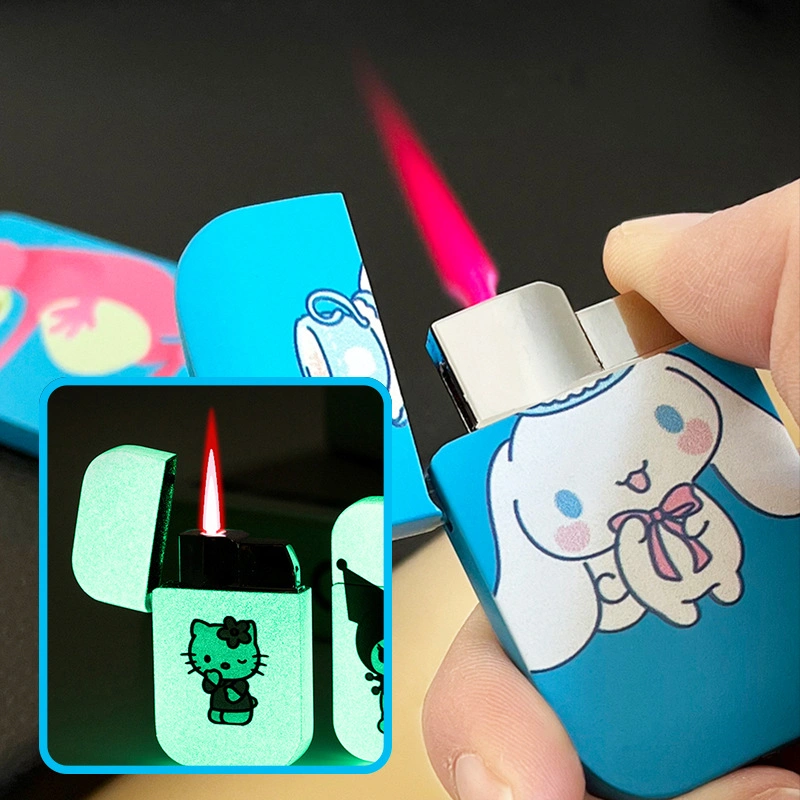 Custom Logo Cartoon Cat Lighter Windproof Pink Flame Inflatable Lighter