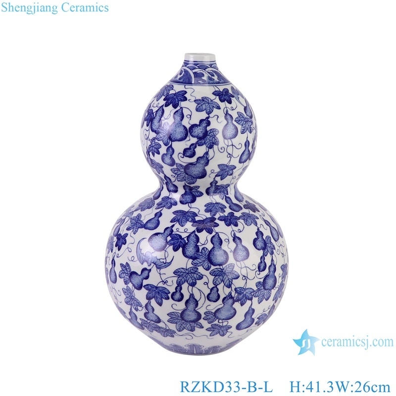 Jingdezhen porcelana azul y blanco el patrón de calabaza calabaza de cerámica de forma Jarrón de flores