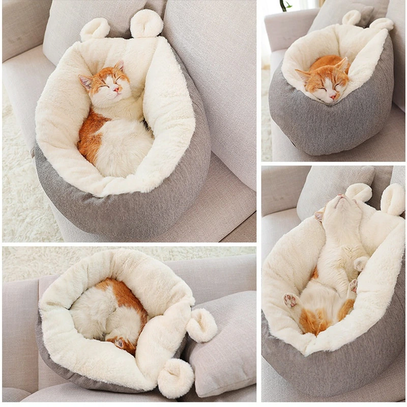 بيت الحيوانات الأليفة سرير القط نسيج البلش شبه مغلق سرير الحيوانات الأليفة القط الحيوانات الأليفة مستلزمات للبيع