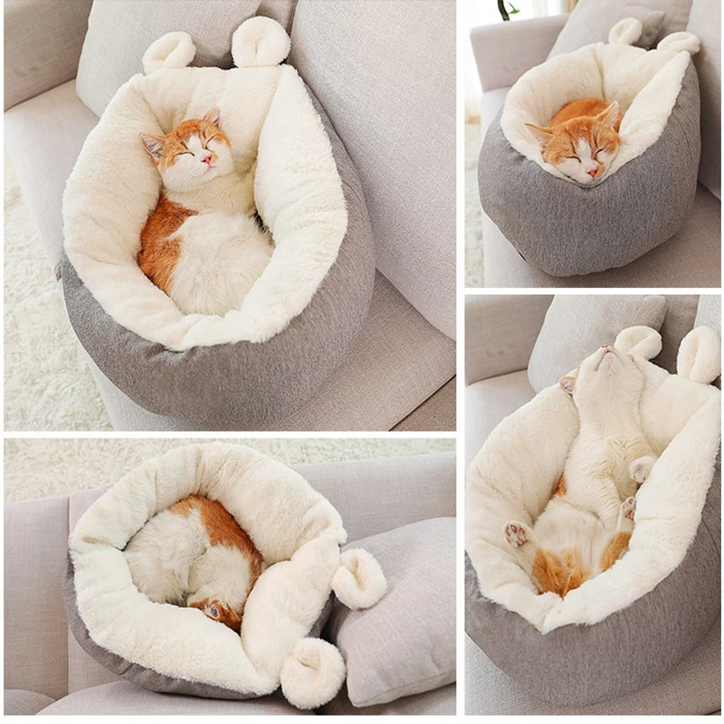 Pet House Plush Cat Bed Semi-Enclosed Pet Bed Cat Pet Supplies for Sale