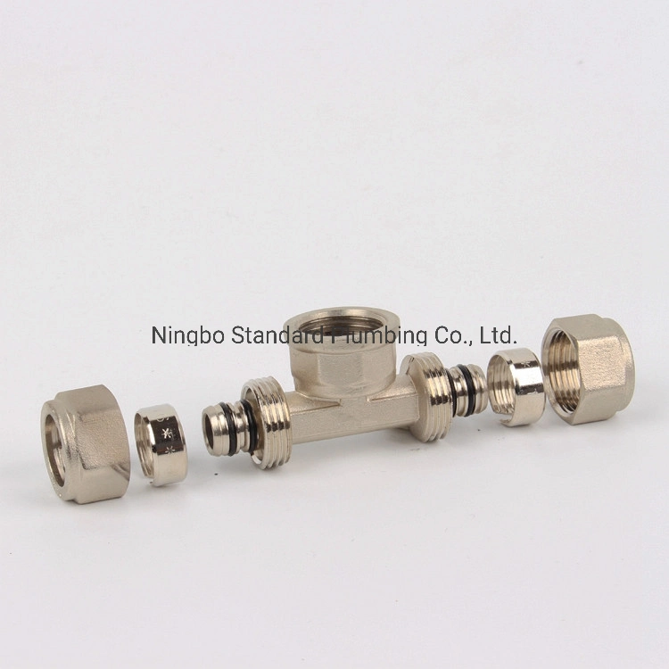 Brass Compression Female Tee Fittings for Pex-Al-Pex Pipes