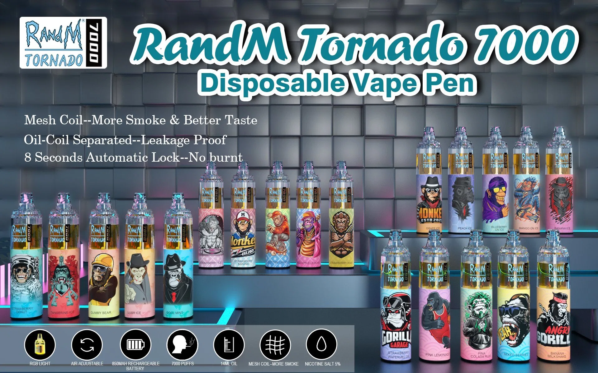 Atacado novo Pape puff R e M Vape Mod descartável E cigarro