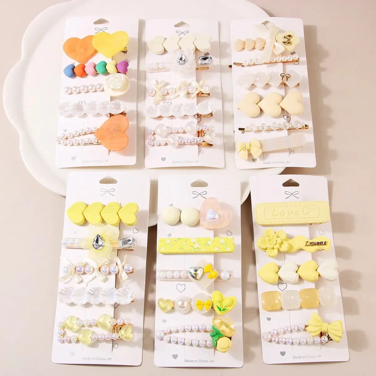 5PCS/Set Sweet Flower Cute Bear Bow Pearl Duckbill Hair Clip Alligator Bobby Hairpin Colors Women Girl Hair Accessories