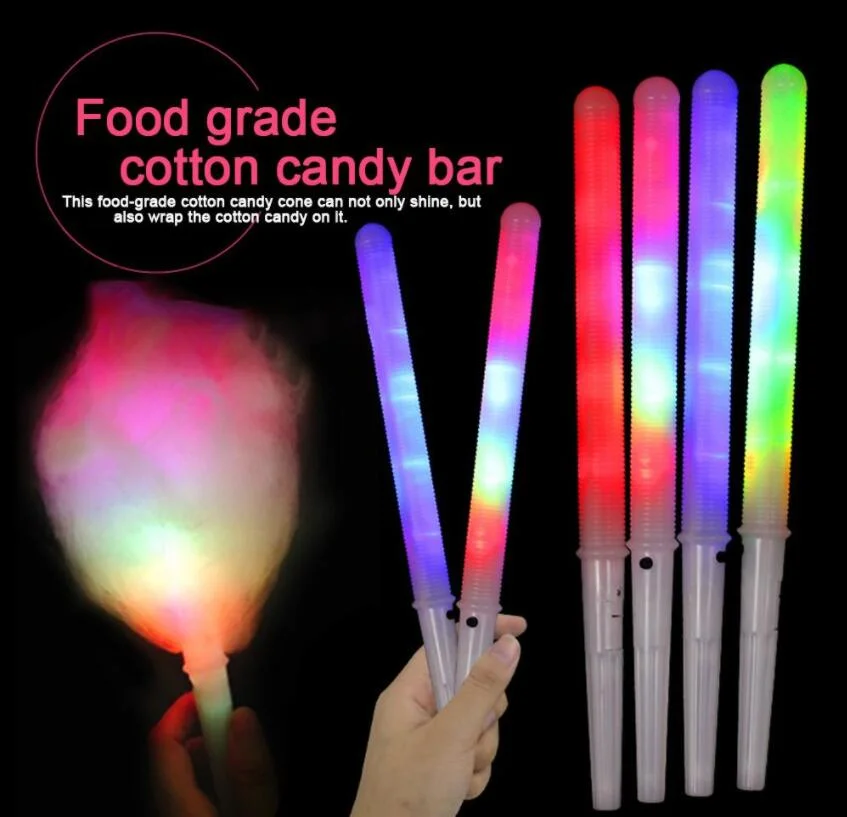 LED Cotton Candy Cones Colorful Glowing Marshmallow Sticks