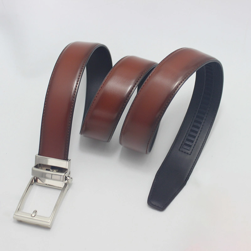 3.5cm Width Rotated Pin Buckle Double Sides Used Top Grain Leather Waist Belts