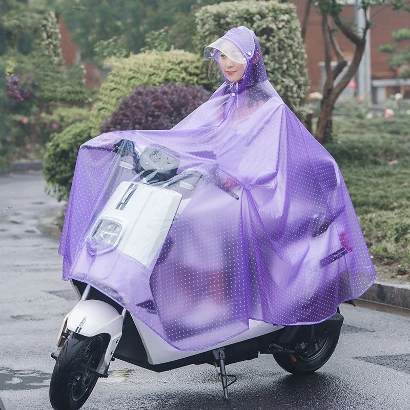 ركوب الدراجات الهوائية في الهواء الطلق على الدراجة الهوائية الراتيةعلى الدراجة الهوائية للبالغين من مادة PVC Rain Coat الشفافة مطر بونشو