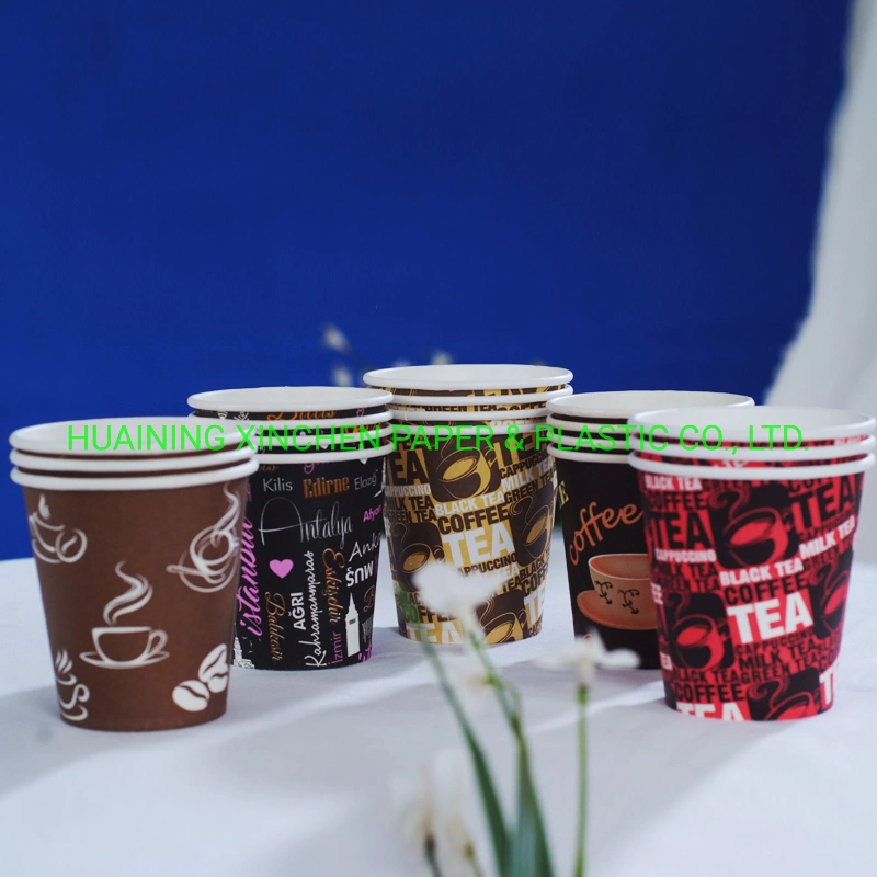 Original Factory Custom Company Logo Printed Disposable Single Wall Paper Cups for Hot Coffee