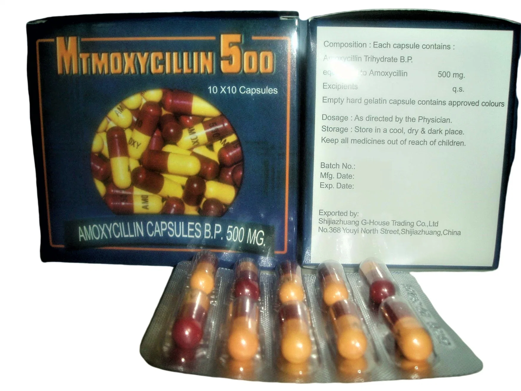 Капсулы амоксициллина, 500 мг, Западная фармацевтика медицины