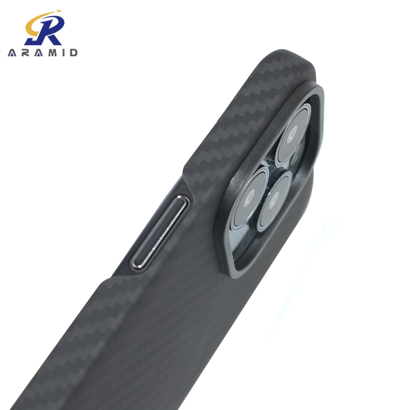 Aramid Fiber Phone Case für iPhone 13 pro Max mit Metallplatten Kunststoff Ring Design