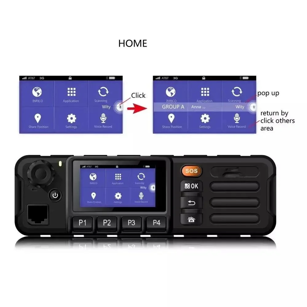 4G Android Network Transceiver GPS Walkie Talkie Sos Radio POC Mobile Radio Jmtech TM-7 Android Auto LKW-Radio