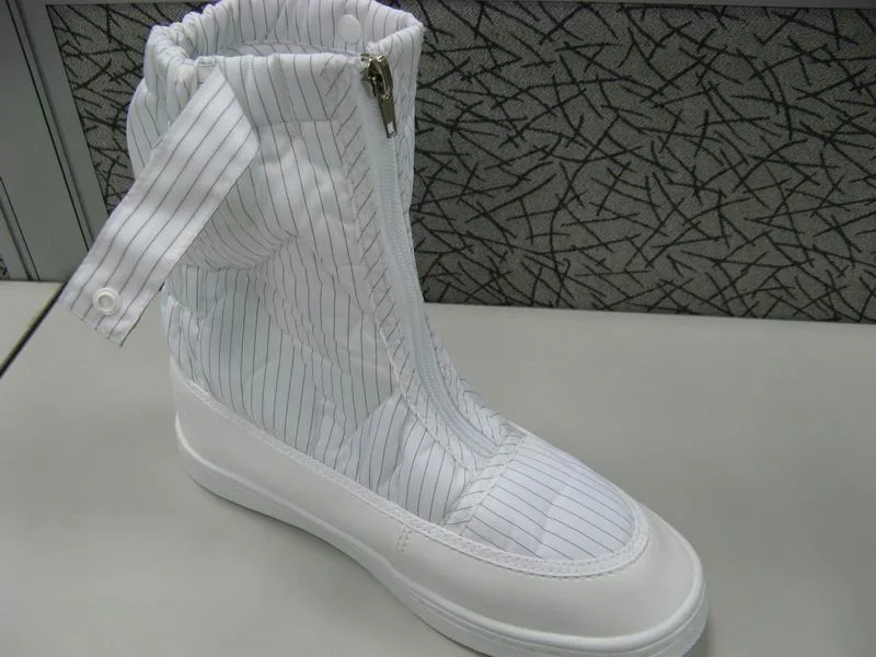 ESD White PU Outsole PVC Upper Injection Anti-Static Boots for Cleanroom