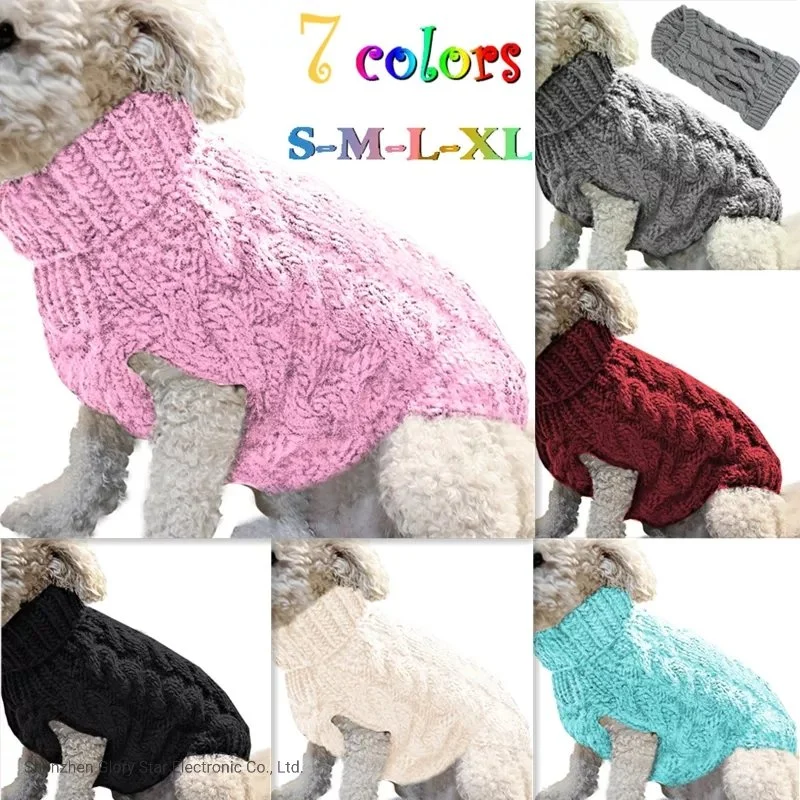 Invierno Pet ropa Accesorios Turtleneck Suéter Perro ropa cálida