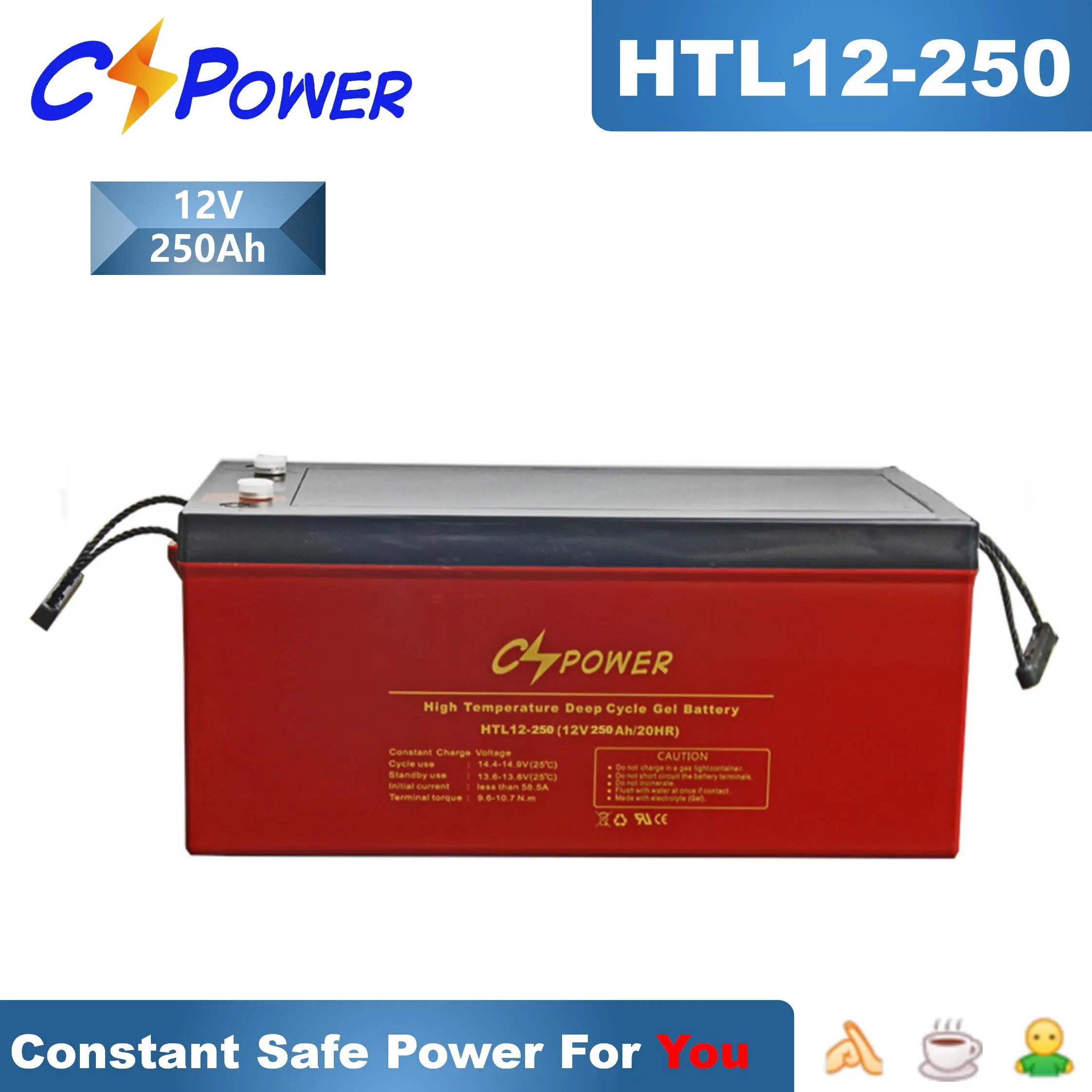 Batterie Cspower 12V300ah à cycle profond Coldtemperatura longue durée de vie élevée/Gel Rechargeable Batterie de stockage de vent solaire Système d'alimentation UPS