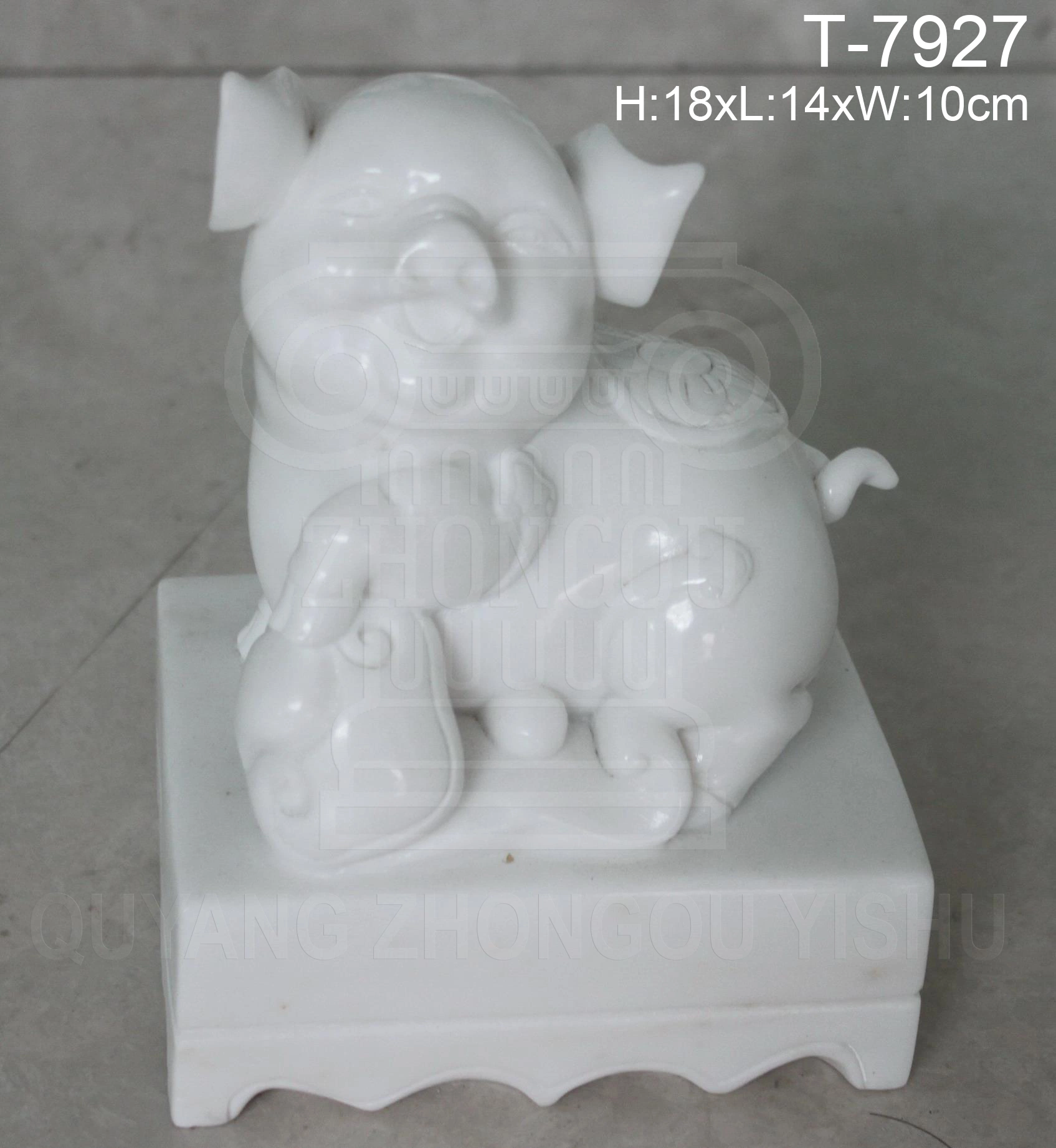 Animal Sculpture, Marble Stone Pig Statue Sculpture, Home Ornament and Garden Decoration