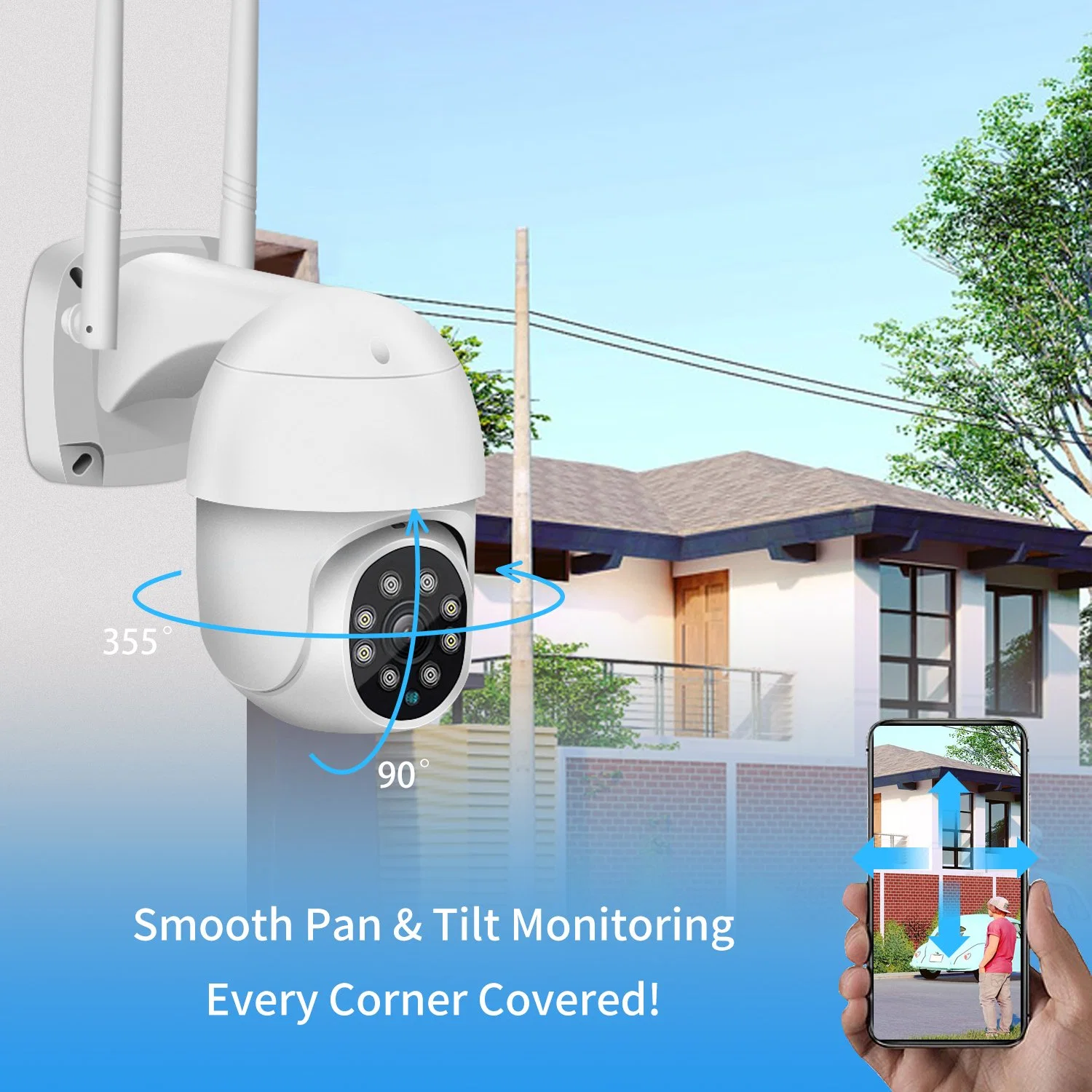 3MP/5MP Wireless WiFi IP Dome-Überwachungskamera für den Außenbereich mit automatischer Nachführung, 2-Wege-Audio, IP66 Wasserdicht