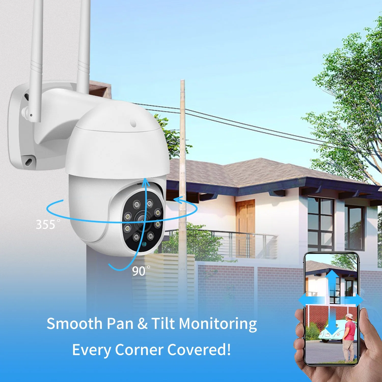 3MP/5MP Cámara de seguridad IP de domo para exteriores WiFi inalámbrica con seguimiento automático, audio de 2 vías, impermeable IP66