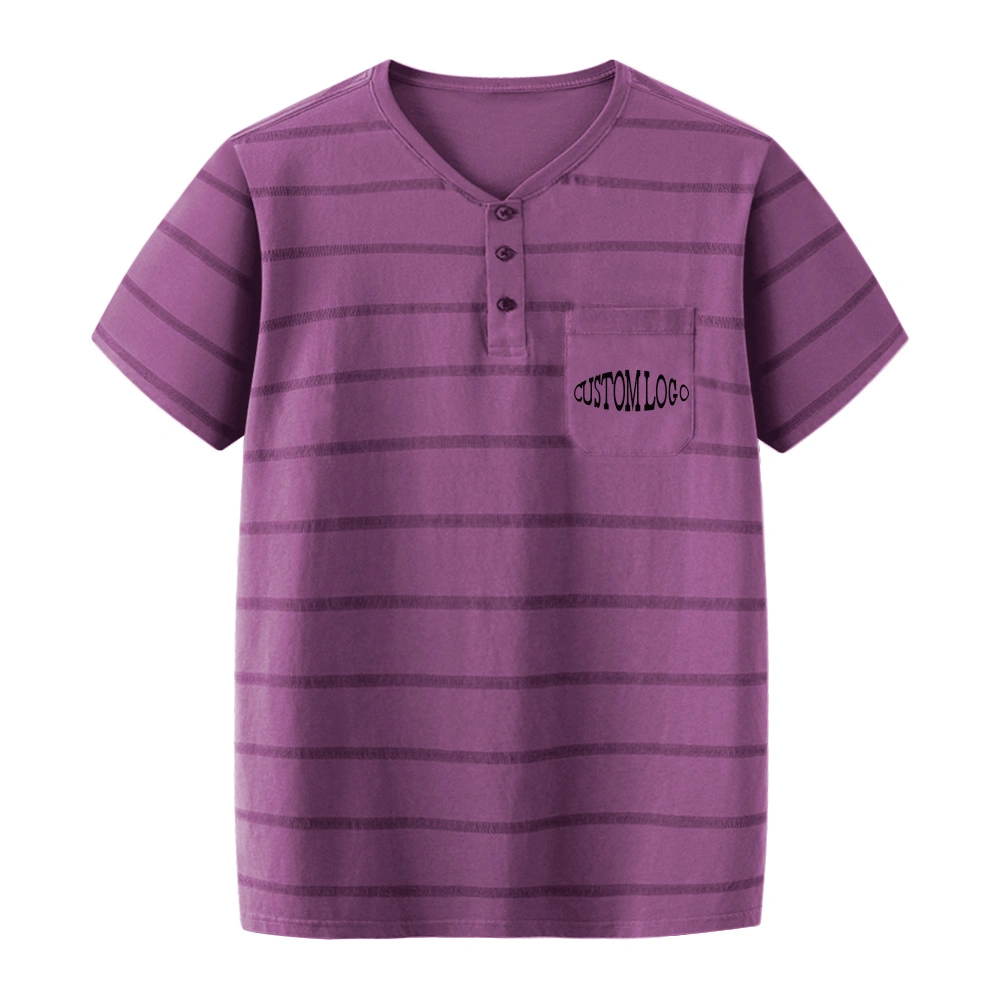 Wholesale/Supplier Comfortable Short Sleeve Custom Cotton Screen Printing Henley T-Shirts