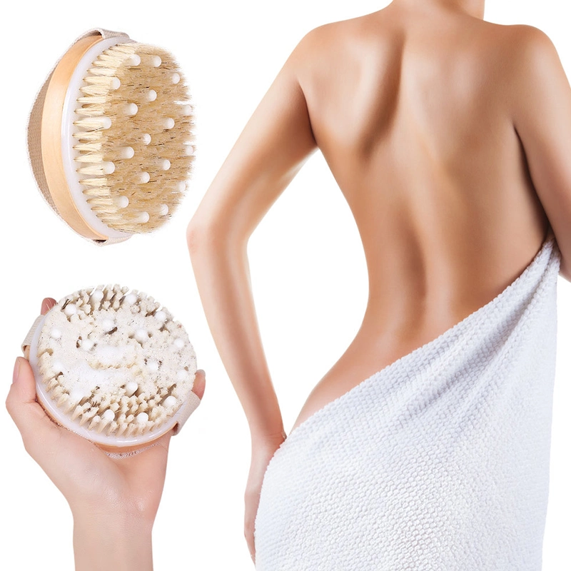 Dry Body Bath Brush Exfoliating Scrubber Bath Brush with Massage Nodules, Home Body Massage Brush