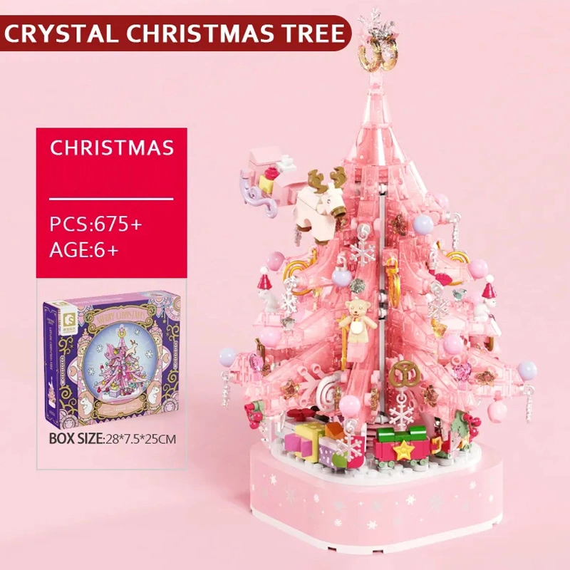 675 PCS Pretty Children Toys Creatively Girls Gift Collectable Colorful Hands-on Culture Decoration Room Christmas Tree Bricks for Kids