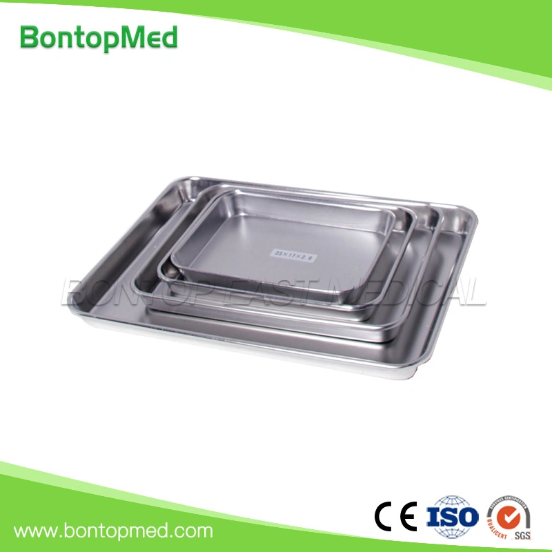 Hospital Medical Equipment Stainless Steel Surgical Treatment Instrument Square Sterilization Tray Disinfection Plate