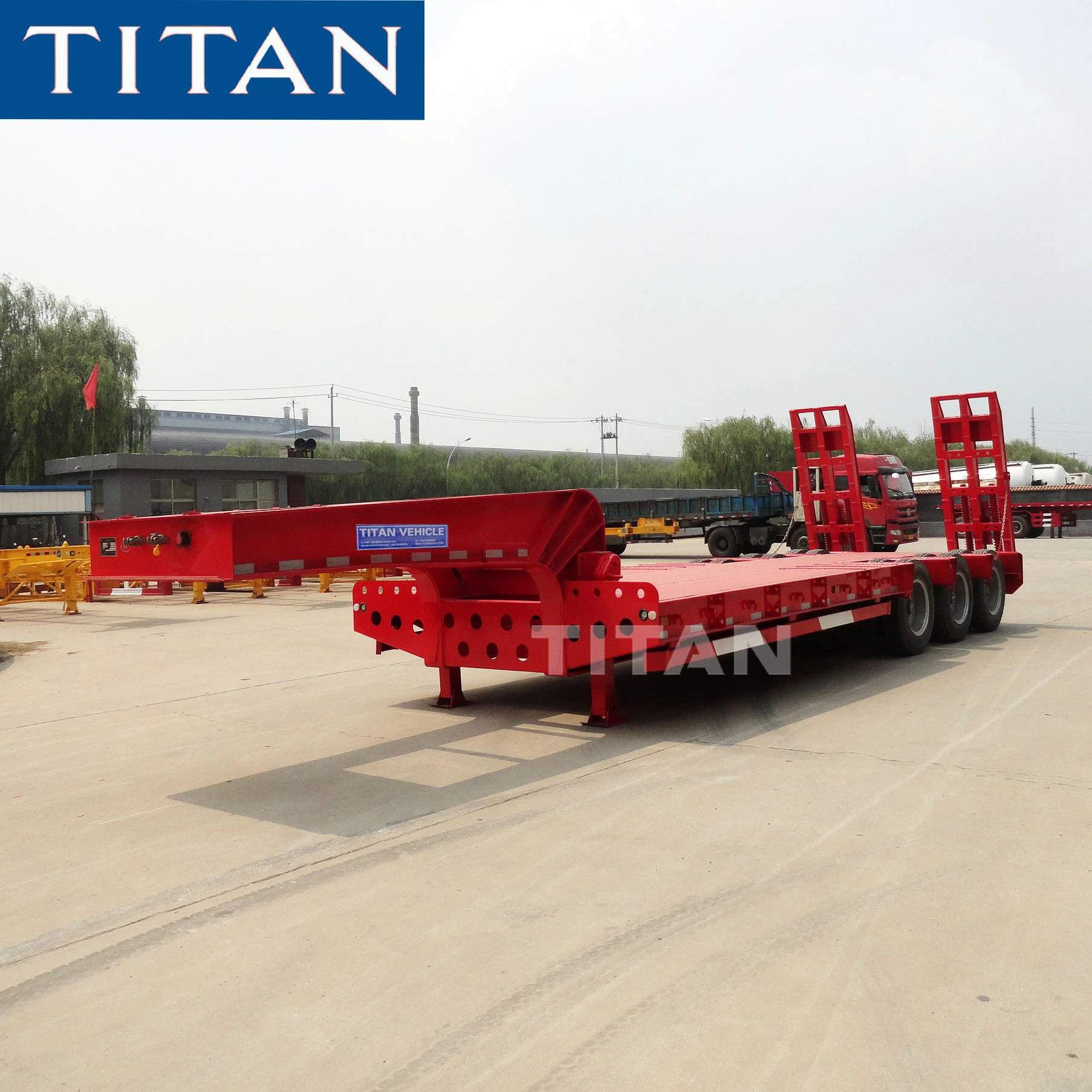 Titan 3 Axle Excavator Transport Gooseneck Hydraulic Low Bed Semi Trailer