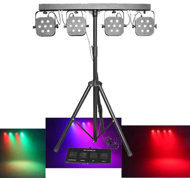 Портативный DJ фонари Disco DJ оборудование 4ПК 7X3w/RGB RGBW 3в1 LED PAR бар освещения сцены