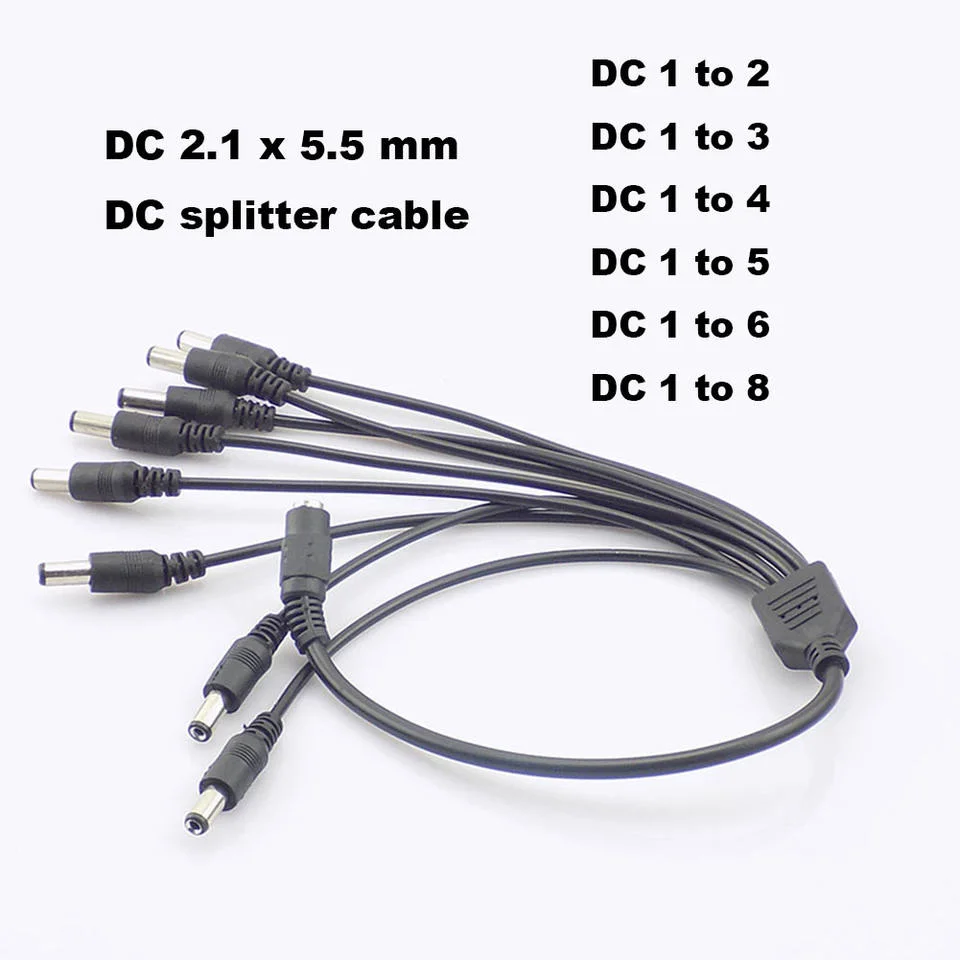 Male Female 12V DC 2.1 X 5.5 mm Jack Plug 1 to 2 3 4 5 6 8 DC Splitter Way Power Adapter Wrie