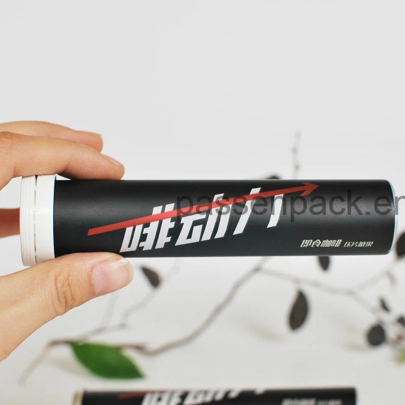 Matte Black Aluminum Effervescent Tube for Instant Coffee Packing