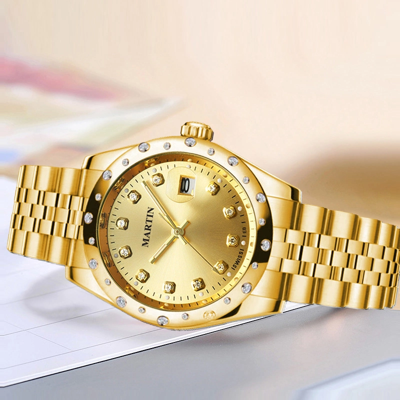 Fashion Lady Watch Gold Schmuck Diamanten Uhr Quarz mit Datum Geburtstagsuhr für Damen (2006-V5)