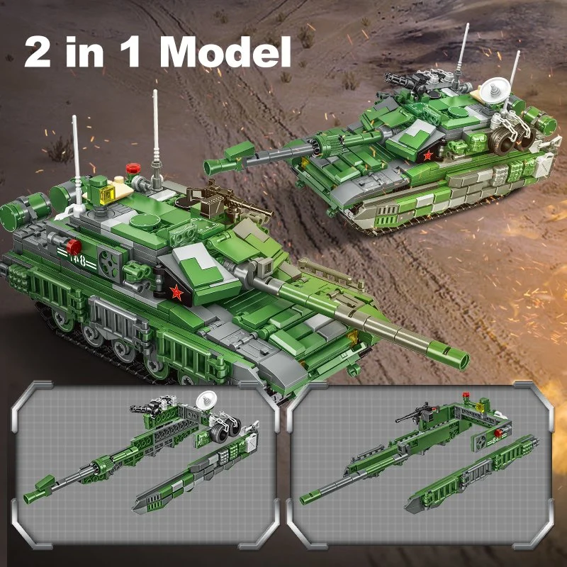 Woma Toy C0847 تخصيص كتل بناء بلاستيكية للأطفال 99A Tank نموذج 1 في 4 فريق الحرب الألعاب التعليمية للأطفال لعبة الطالب ألعاب التعليم الفكرية