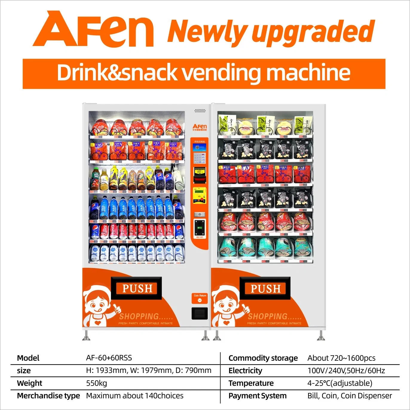 Afen Fashion Cold Can Drinks Vending Machine with Remote Control