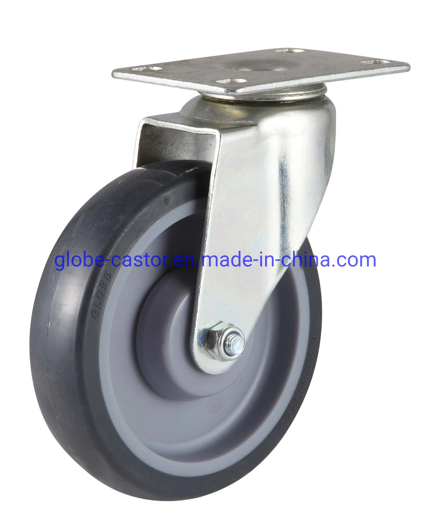 3-5 Inch Medium Light Duty TPR Supermarket Caster Top Plate/ Bolt Hole Wheel