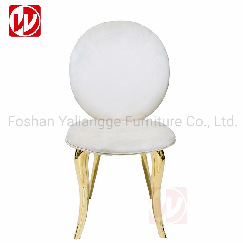 Qatar High-End Luxury Wedding Design Beige Velvet Banquet Dining Chair Gold Stainless Steel Wedding Chair